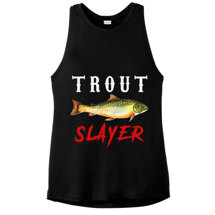 Trout Slayer Trout Fishing For Anlgers Ladies PosiCharge Tri-Blend Wicking Tank