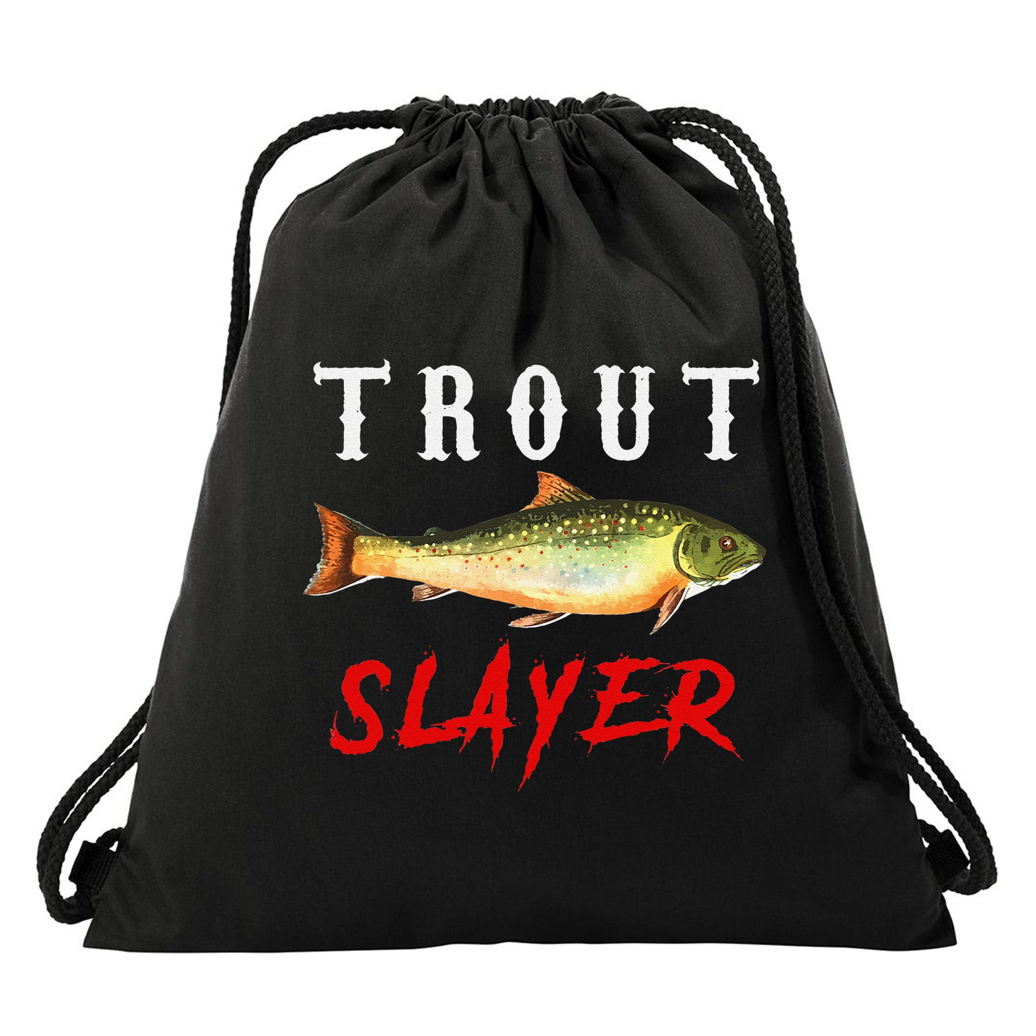 Trout Slayer Trout Fishing For Anlgers Drawstring Bag