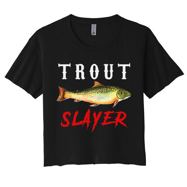 Trout Slayer Trout Fishing For Anlgers Crop Top