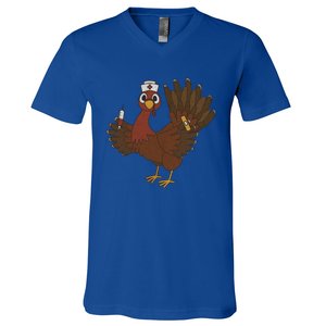 Thanksgiving Scrub Tops Turkey Nurse Holiday Nursing Gift V-Neck T-Shirt