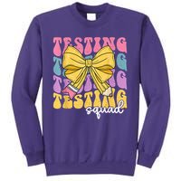 Teacher State Testing Squad Test Day Motivation Coquette Bow Sweatshirt