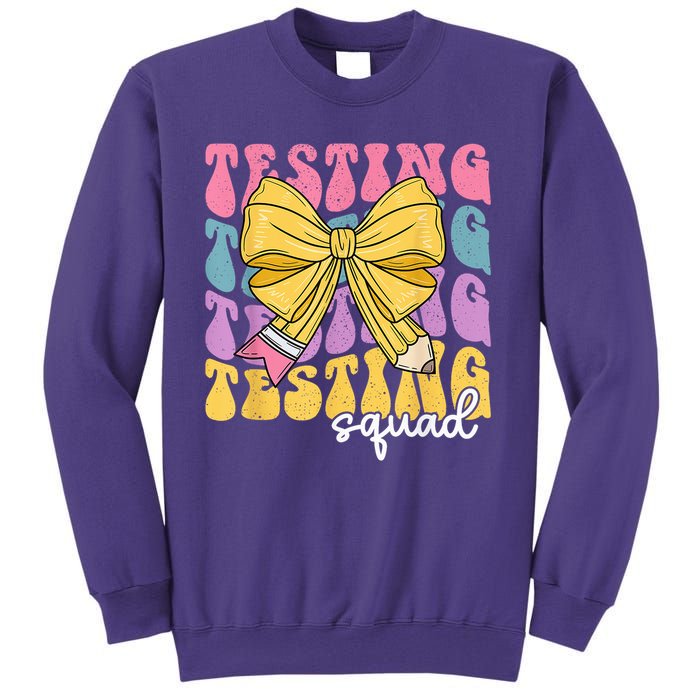 Teacher State Testing Squad Test Day Motivation Coquette Bow Sweatshirt