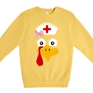 Thanksgiving Scrub Tops Turkey Nurse Nursing Cool Gift Premium Crewneck Sweatshirt