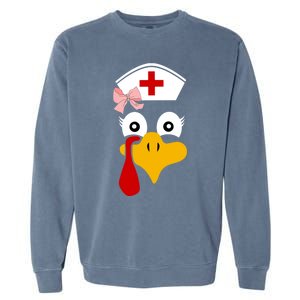 Thanksgiving Scrub Tops Turkey Nurse Nursing Cool Gift Garment-Dyed Sweatshirt