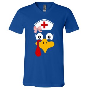 Thanksgiving Scrub Tops Turkey Nurse Nursing Cool Gift V-Neck T-Shirt