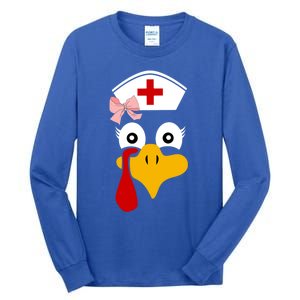 Thanksgiving Scrub Tops Turkey Nurse Nursing Cool Gift Tall Long Sleeve T-Shirt