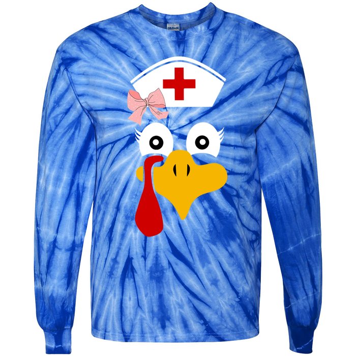 Thanksgiving Scrub Tops Turkey Nurse Nursing Cool Gift Tie-Dye Long Sleeve Shirt