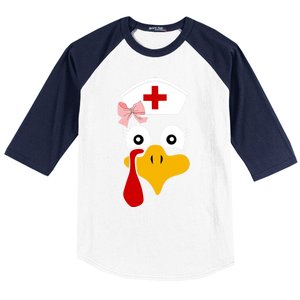 Thanksgiving Scrub Tops Turkey Nurse Nursing Cool Gift Baseball Sleeve Shirt