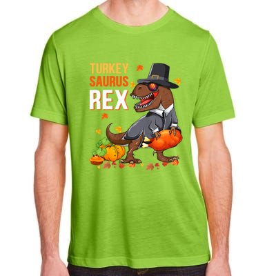 Turkey Saurus T Rex Pilgrim Dinosaur Thanksgiving Gift Adult ChromaSoft Performance T-Shirt