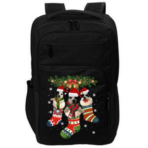 Three Shih Tzu In Sock Christmas Santa Xcute Giftmas Dog Funny Gift Impact Tech Backpack