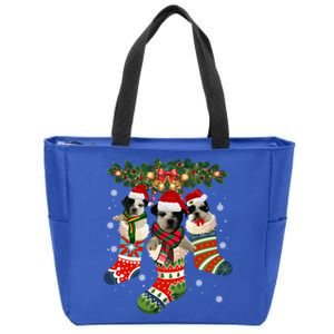 Three Shih Tzu In Sock Christmas Santa Xcute Giftmas Dog Funny Gift Zip Tote Bag