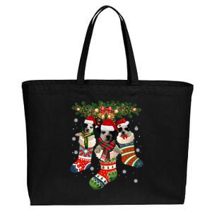 Three Shih Tzu In Sock Christmas Santa Xcute Giftmas Dog Funny Gift Cotton Canvas Jumbo Tote