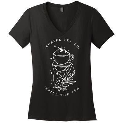 The Suriels Tea Co Spill The Tea Women's V-Neck T-Shirt