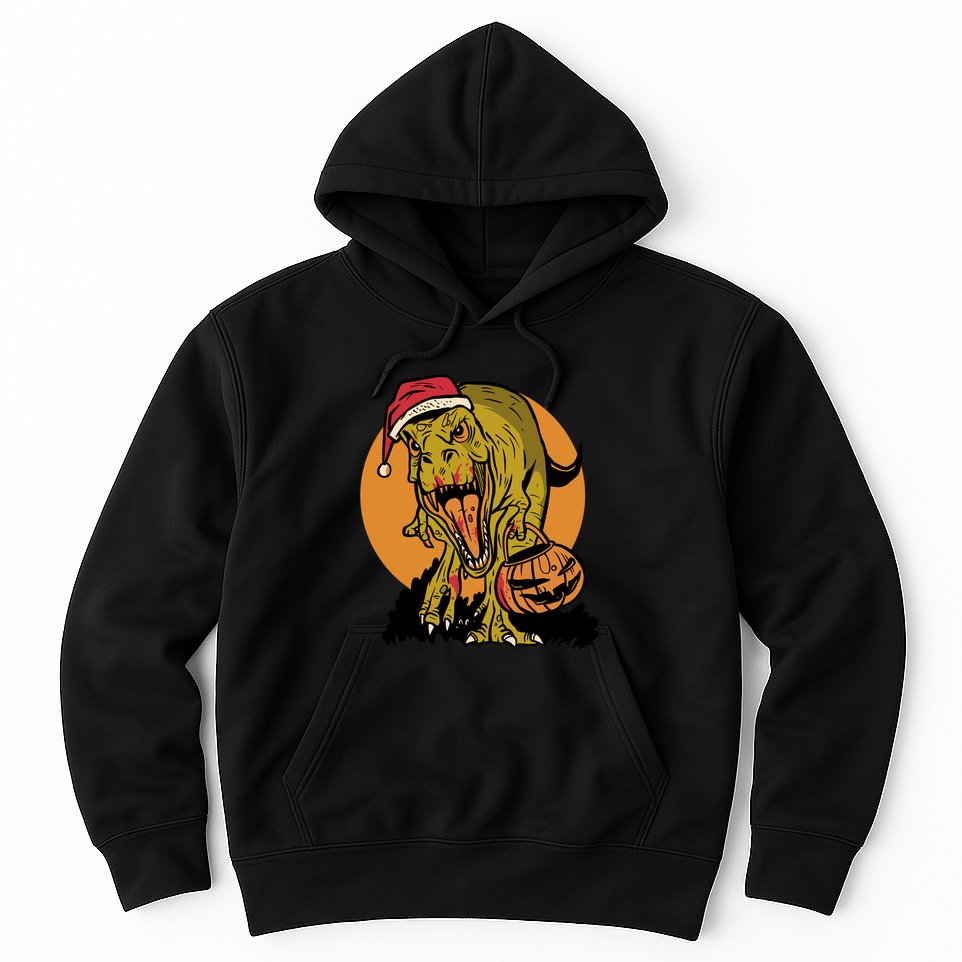 TRex Santa Trick Or Treating Halloween Funny Hoodie