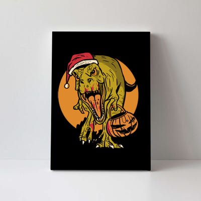 TRex Santa Trick Or Treating Halloween Funny Canvas