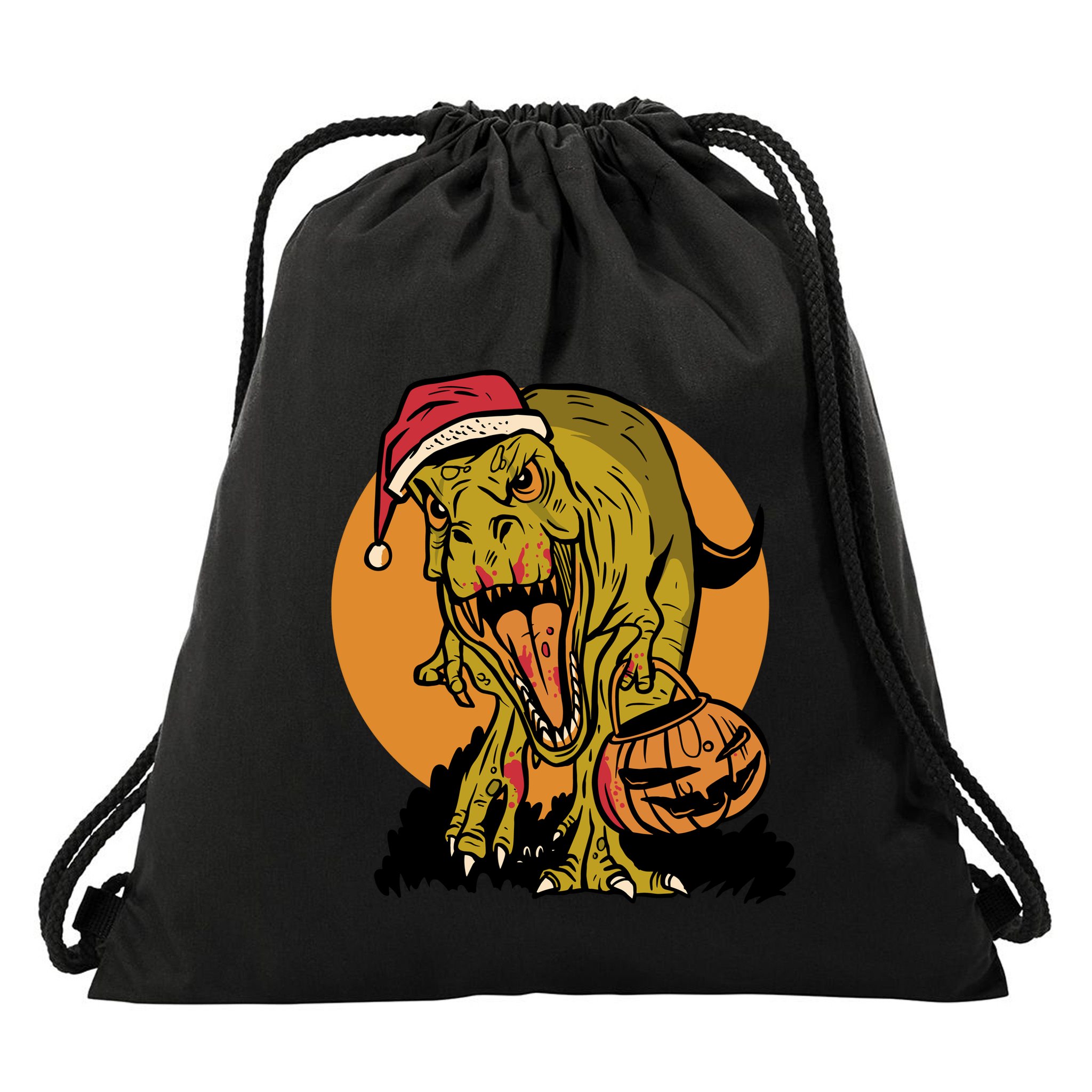 TRex Santa Trick Or Treating Halloween Funny Drawstring Bag