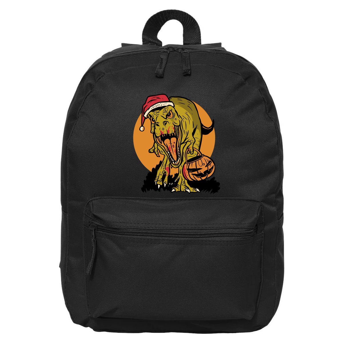 TRex Santa Trick Or Treating Halloween Funny 16 in Basic Backpack