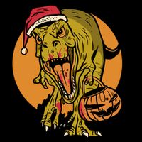 TRex Santa Trick Or Treating Halloween Funny 16 in Basic Backpack