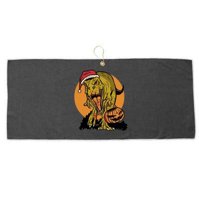 TRex Santa Trick Or Treating Halloween Funny Large Microfiber Waffle Golf Towel