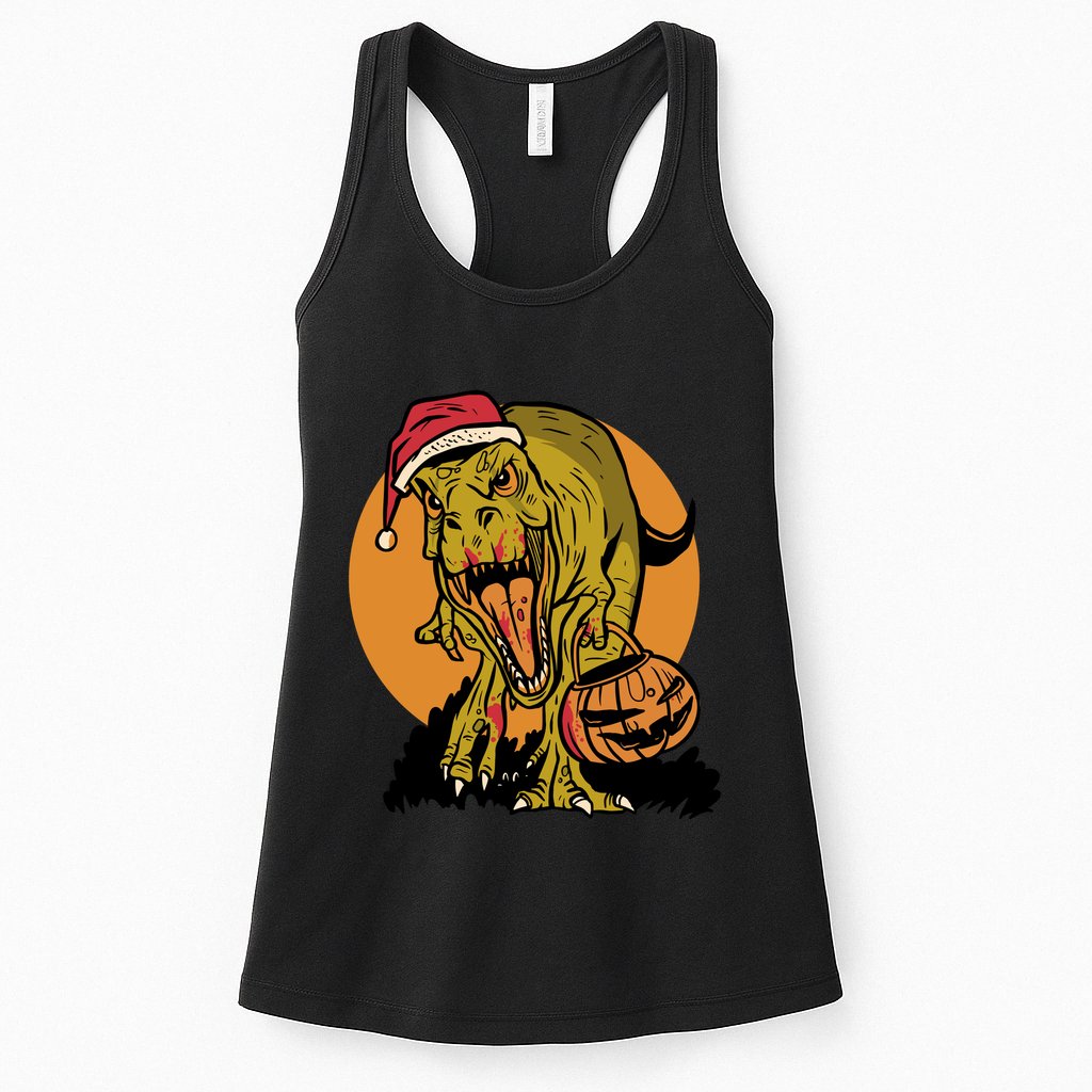 TRex Santa Trick Or Treating Halloween Funny Womens Tank Top