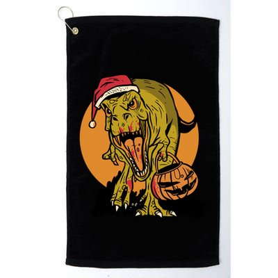 TRex Santa Trick Or Treating Halloween Funny Golf Towel