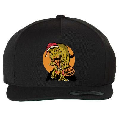 TRex Santa Trick Or Treating Halloween Funny Wool Snapback Cap