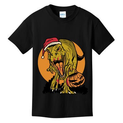 TRex Santa Trick Or Treating Halloween Funny Kids T-Shirt