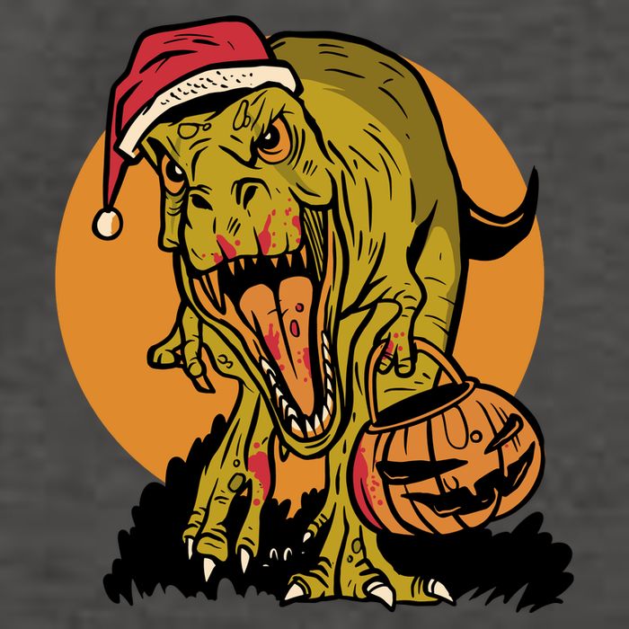 TRex Santa Trick Or Treating Halloween Funny Vector Backpack