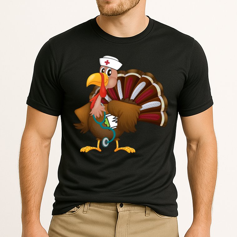 Thanksgiving Scrub Tops Turkey Nurse Gift Holiday Nursing Cool Gift Performance Shirt