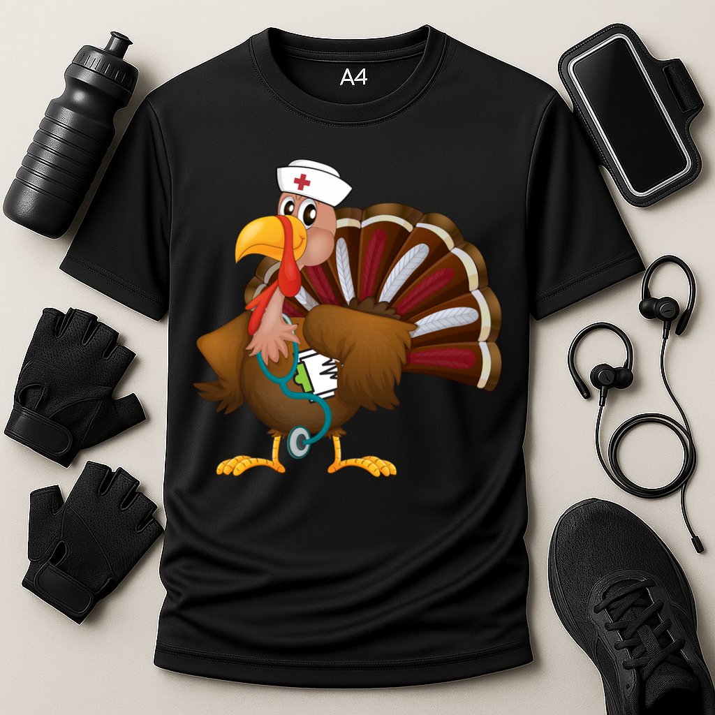 Thanksgiving Scrub Tops Turkey Nurse Gift Holiday Nursing Cool Gift Performance Shirt