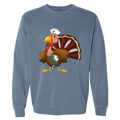 Thanksgiving Scrub Tops Turkey Nurse Gift Holiday Nursing Cool Gift Garment-Dyed Sweatshirt