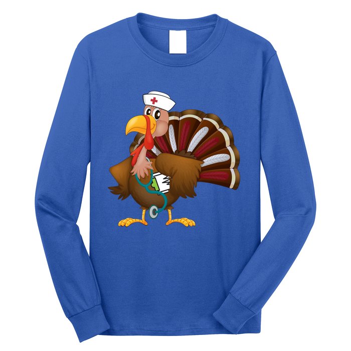 Thanksgiving Scrub Tops Turkey Nurse Gift Holiday Nursing Cool Gift Long Sleeve Shirt