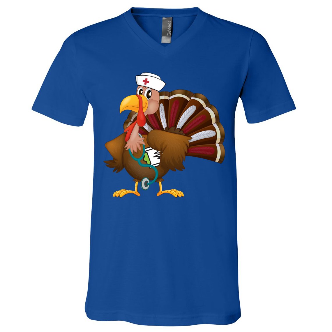Thanksgiving Scrub Tops Turkey Nurse Gift Holiday Nursing Cool Gift V-Neck T-Shirt