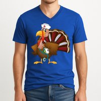 Thanksgiving Scrub Tops Turkey Nurse Gift Holiday Nursing Cool Gift V-Neck T-Shirt