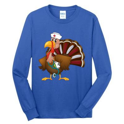 Thanksgiving Scrub Tops Turkey Nurse Gift Holiday Nursing Cool Gift Tall Long Sleeve T-Shirt