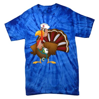 Thanksgiving Scrub Tops Turkey Nurse Gift Holiday Nursing Cool Gift Tie-Dye T-Shirt