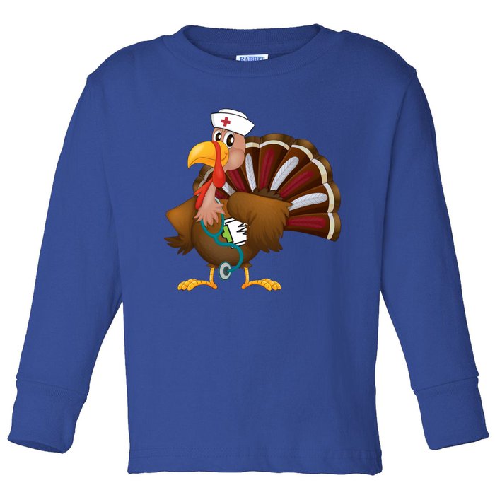 Thanksgiving Scrub Tops Turkey Nurse Gift Holiday Nursing Cool Gift Toddler Long Sleeve Shirt