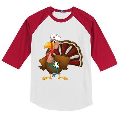 Thanksgiving Scrub Tops Turkey Nurse Gift Holiday Nursing Cool Gift Kids Colorblock Raglan Jersey