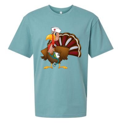 Thanksgiving Scrub Tops Turkey Nurse Gift Holiday Nursing Cool Gift Sueded Cloud Jersey T-Shirt