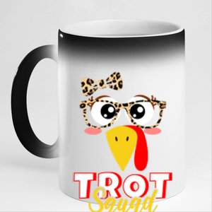 Trot Squad Thanksgiving Running Turkey Face Glasses Gift 11oz Black Color Changing Mug