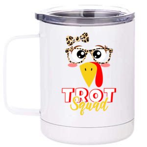 Trot Squad Thanksgiving Running Turkey Face Glasses Gift 12 oz Stainless Steel Tumbler Cup