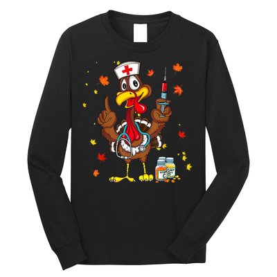 Thanksgiving Scrub Tops Women Turkey Nurse Holiday Nursing Long Sleeve Shirt