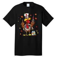 Thanksgiving Scrub Tops Women Turkey Nurse Holiday Nursing Tall T-Shirt