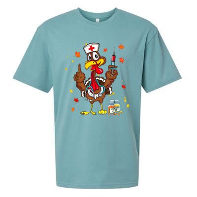 Thanksgiving Scrub Tops Women Turkey Nurse Holiday Nursing Sueded Cloud Jersey T-Shirt