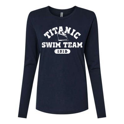 Titanic Swim Team Sports History Navy Sarcastic Funny Womens Cotton Relaxed Long Sleeve T-Shirt