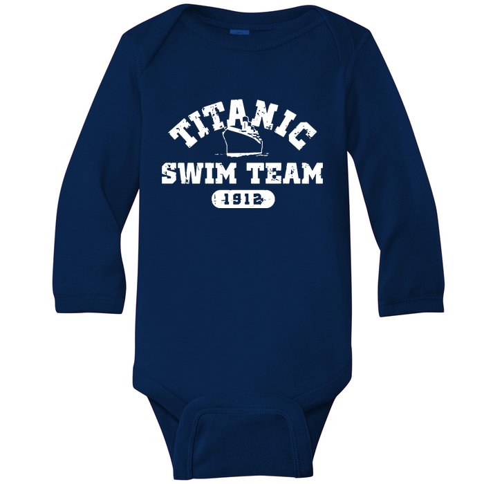 Titanic Swim Team Sports History Navy Sarcastic Funny Baby Long Sleeve Bodysuit