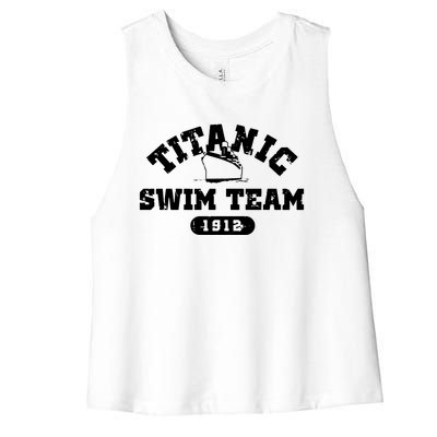 Titanic Swim Team Sports History Navy Sarcastic Funny Women's Racerback Cropped Tank