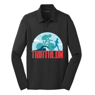 That Says Triathlon Gift Silk Touch Performance Long Sleeve Polo