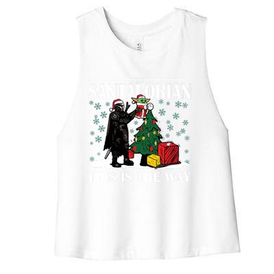 The Santalorian This Is The Way Funny Star Christmas Women's Racerback Cropped Tank