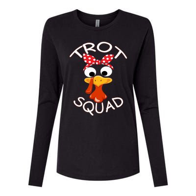 Trot Squad Turkey Thanksgiving Turkey Face Family Matching Gift Womens Cotton Relaxed Long Sleeve T-Shirt